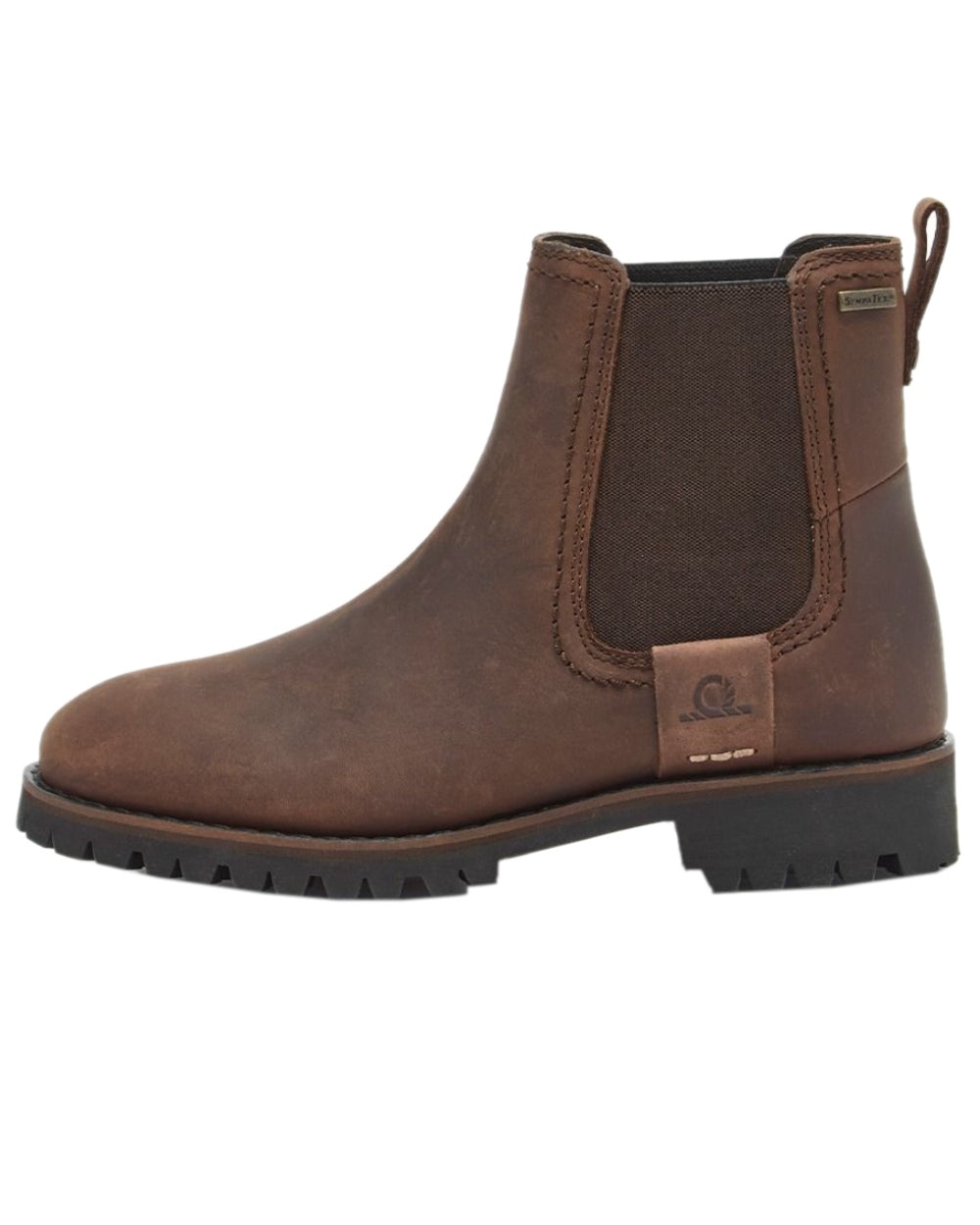 Chocolate Coloured Chatham Womens Olympia II-Premium Leather Waterproof Chelsea Boots on white background 