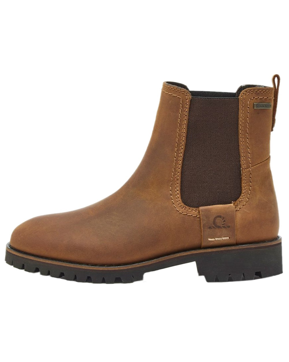 Walnut Coloured Chatham Womens Olympia II-Premium Leather Waterproof Chelsea Boots on white background 