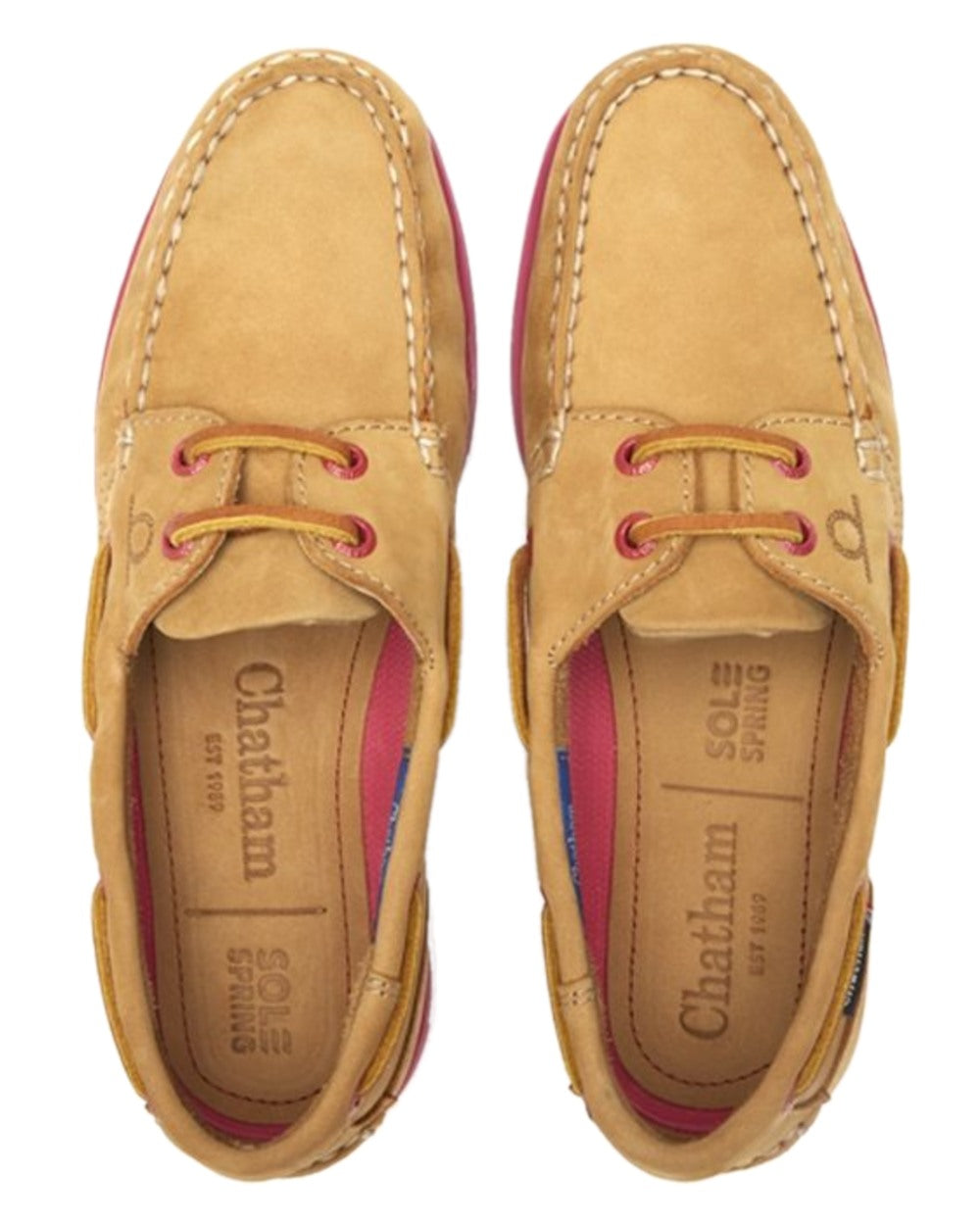 Tan Pink Coloured Chatham Womens Pippa II G2 Leather Boat Shoes on white background 