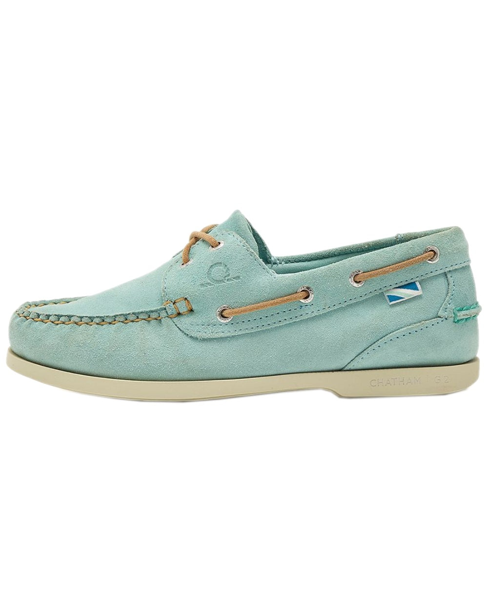 Jade Coloured Chatham Womens Pippa II G2 Repello-Suede Leather Boat Shoes on white background 