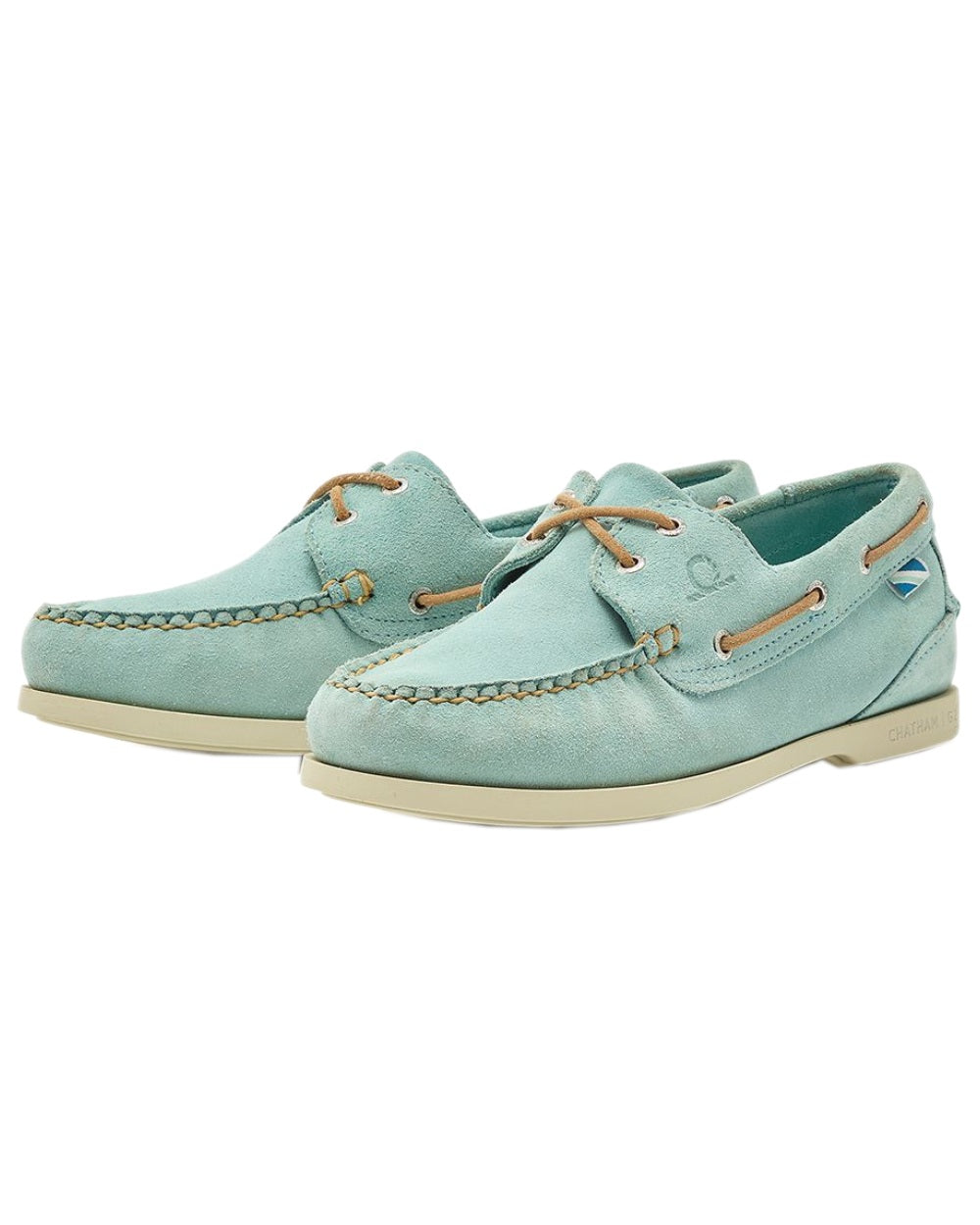 Jade Coloured Chatham Womens Pippa II G2 Repello-Suede Leather Boat Shoes on white background 