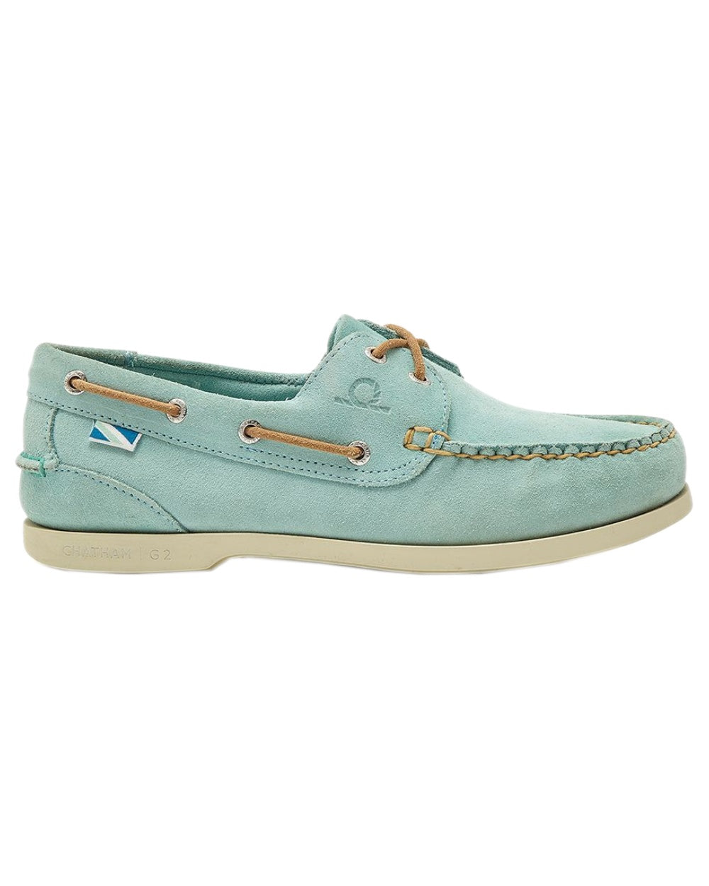 Jade Coloured Chatham Womens Pippa II G2 Repello-Suede Leather Boat Shoes on white background 