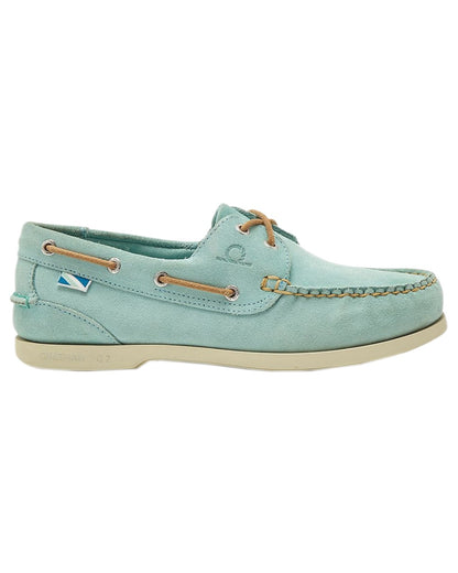 Jade Coloured Chatham Womens Pippa II G2 Repello-Suede Leather Boat Shoes on white background 