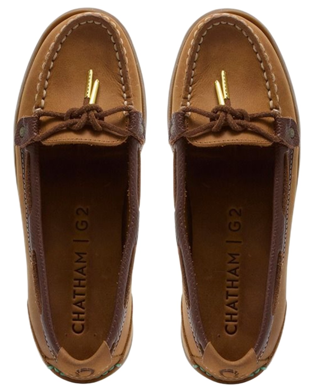 Walnut Brown Snake coloured Chatham Womens Rota G2 Nubuck Slip On Boat Shoes on white background 