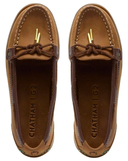 Walnut Brown Snake coloured Chatham Womens Rota G2 Nubuck Slip On Boat Shoes on white background 