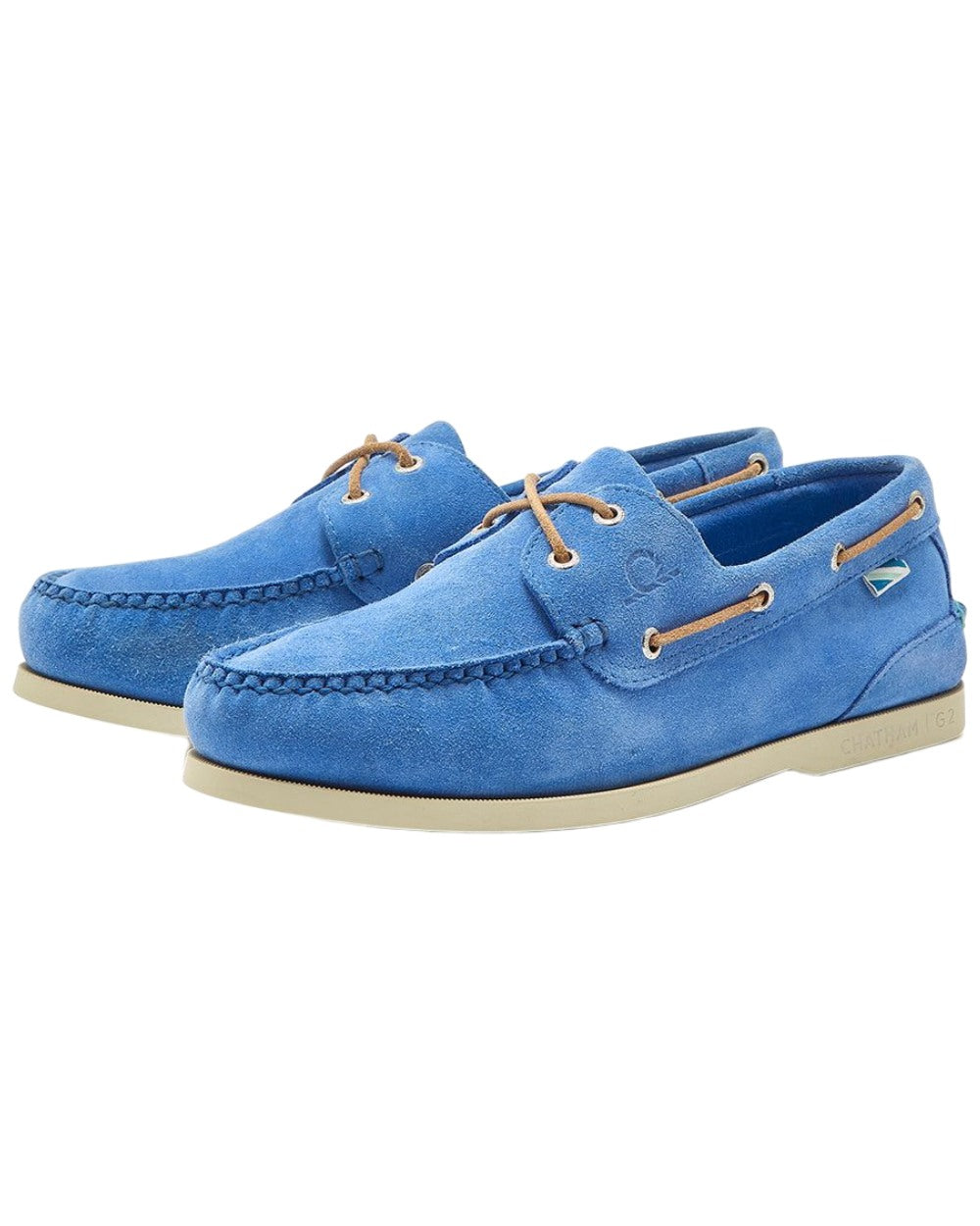 Blue coloured Chatham Mens Compass II Repello G2 Boat Shoes on white background 