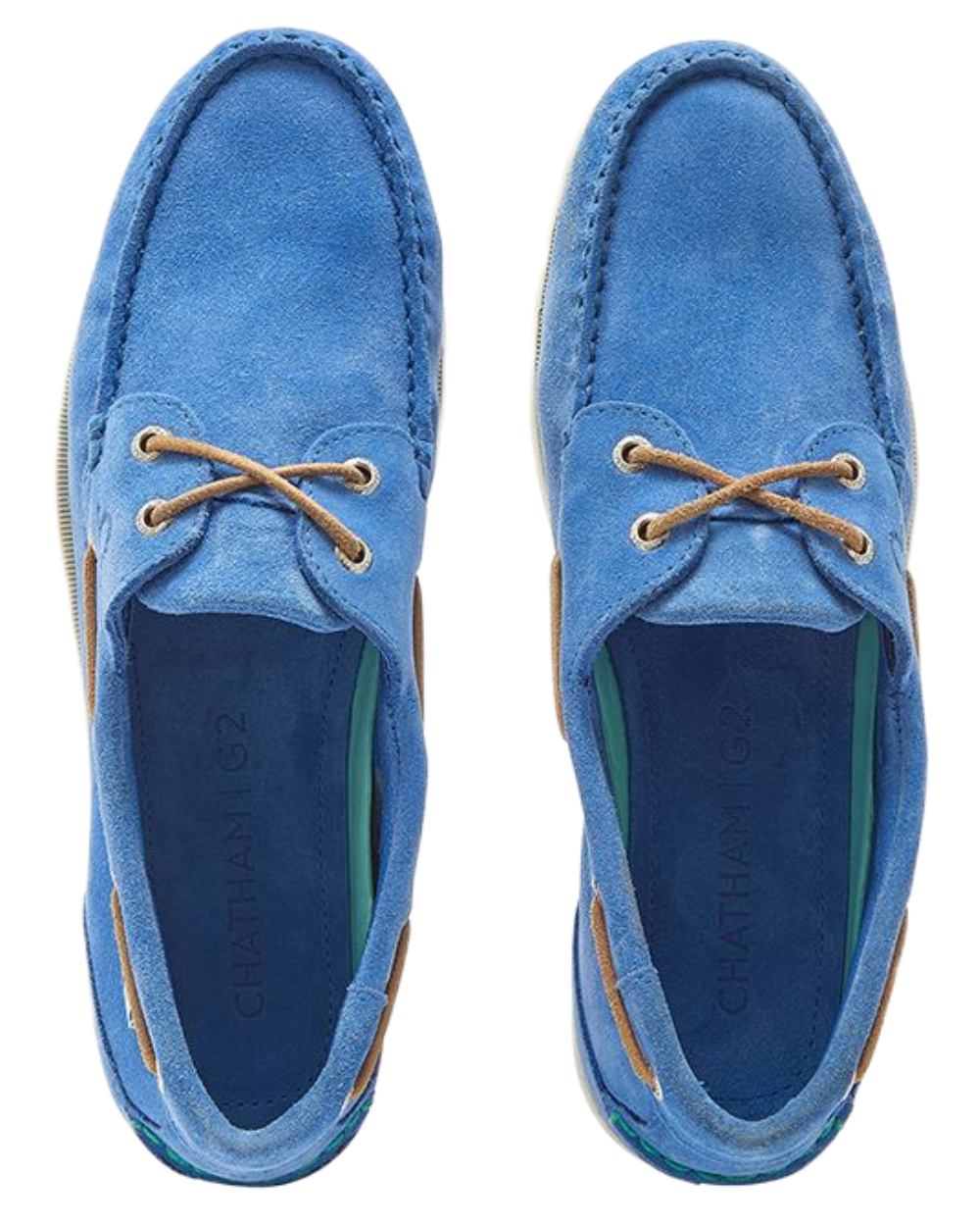 Blue coloured Chatham Mens Compass II Repello G2 Boat Shoes on white background 