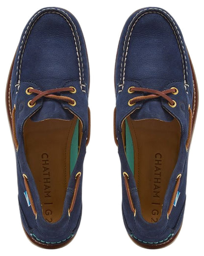 Navy coloured Chatham Mens Lyme G2 Premium Nubuck Boat Shoes on white background 