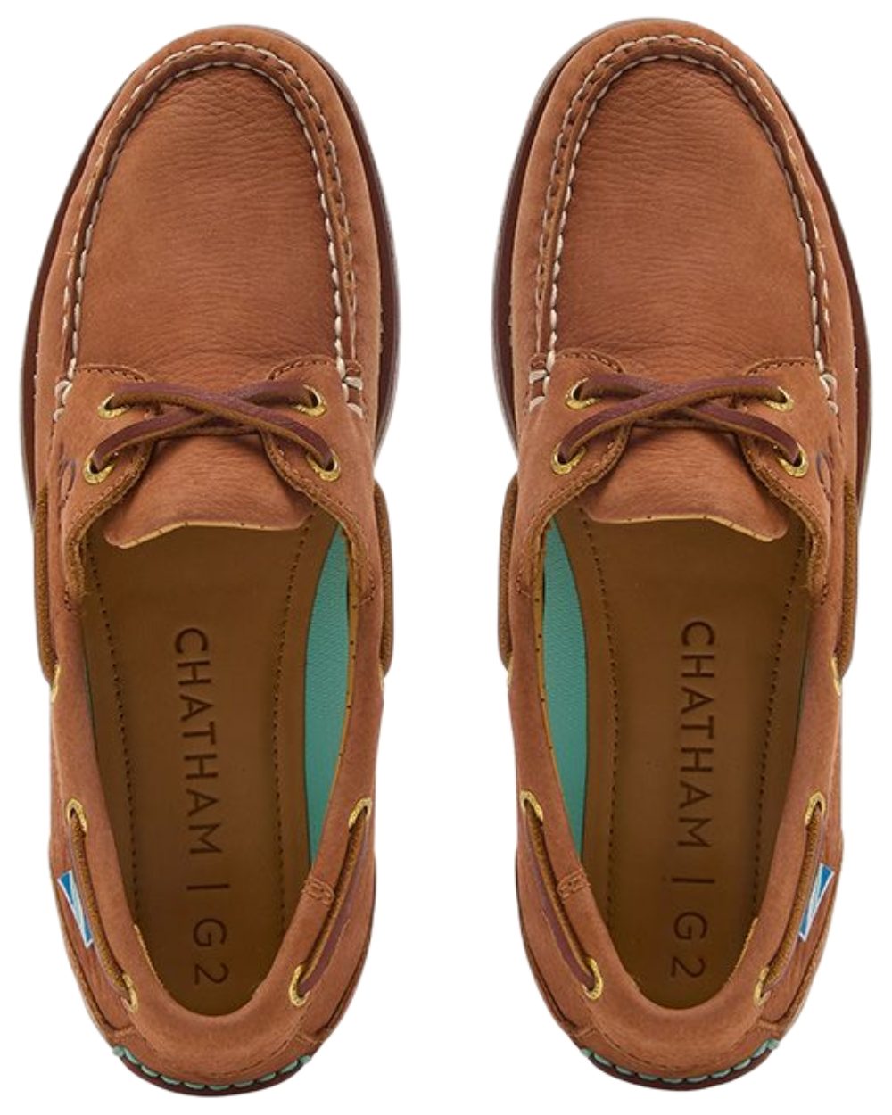Tan coloured Chatham Mens Lyme G2 Premium Nubuck Boat Shoes on white background 