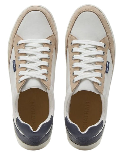 White Navy SandChatham Womens Fingle Court Style Trainer Shoes on white background 