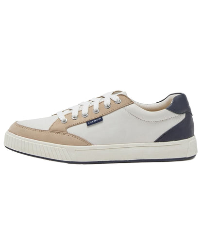 White Navy SandChatham Womens Fingle Court Style Trainer Shoes on white background 