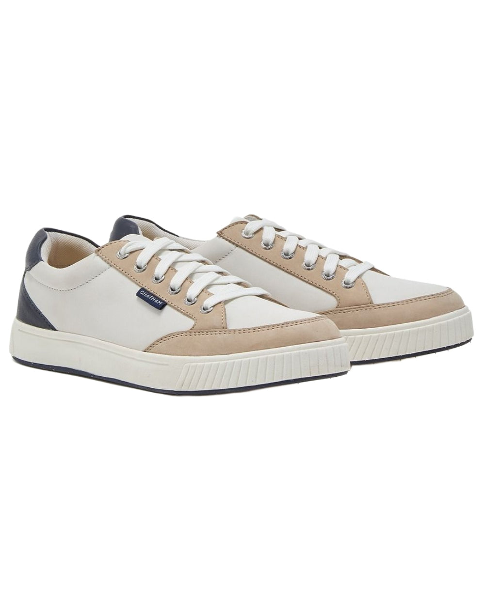 White Navy SandChatham Womens Fingle Court Style Trainer Shoes on white background 