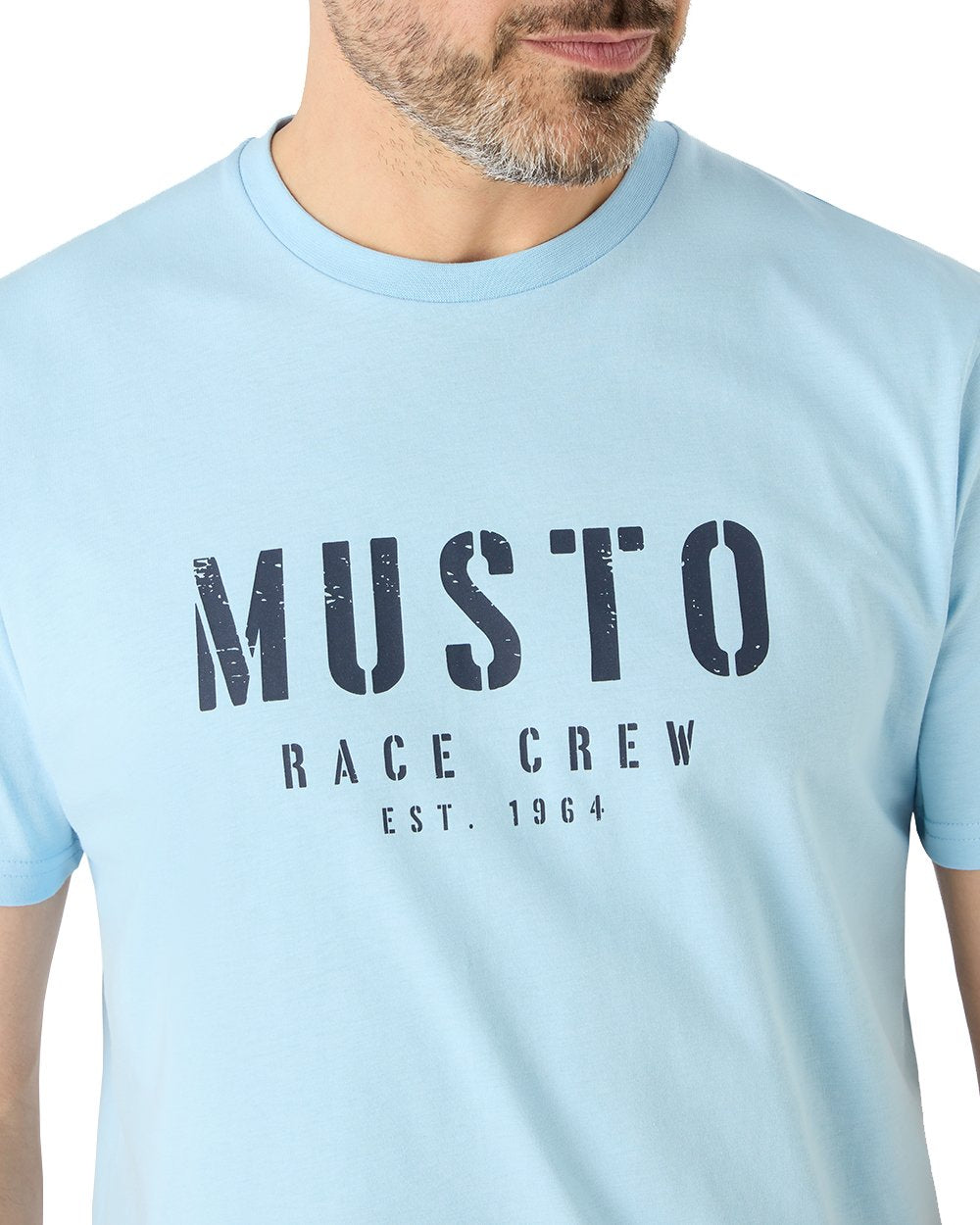 Clear Sky Coloured Musto Mens Classic Short Sleeve T-Shirt On A White Background 