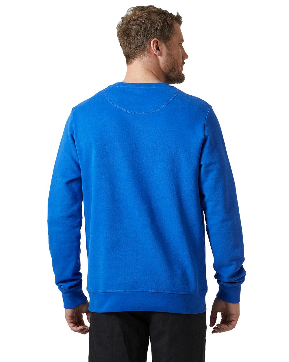 Cobalt 2.0 Coloured Helly Hansen Mens Logo Crew Sweatshirt On A White Background 