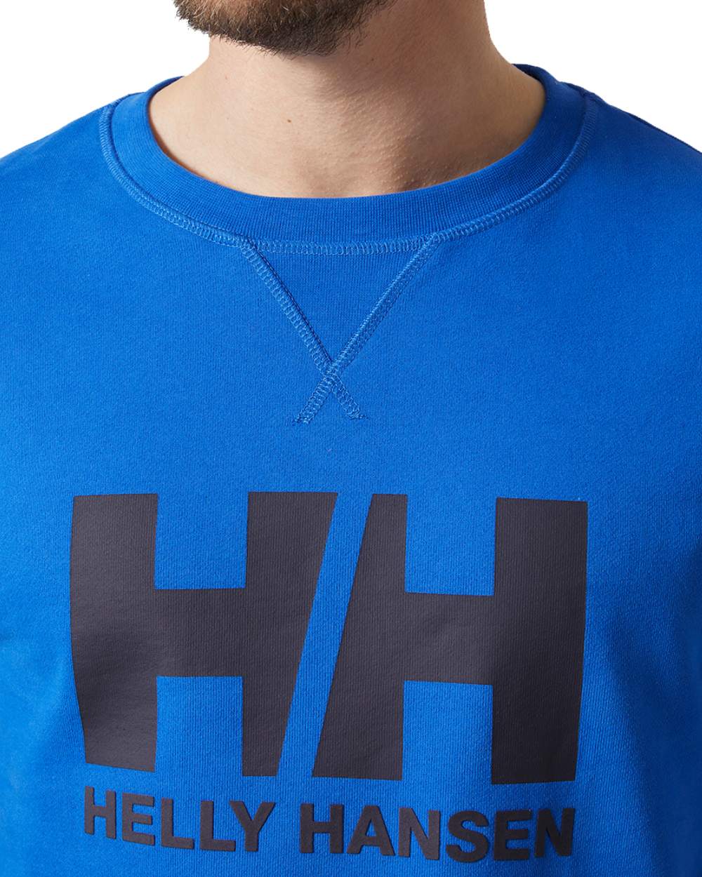 Cobalt 2.0 Coloured Helly Hansen Mens Logo Crew Sweatshirt On A White Background 