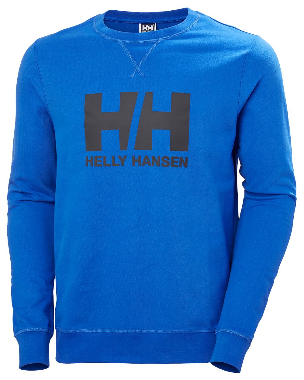 Cobalt 2.0 Coloured Helly Hansen Mens Logo Crew Sweatshirt On A White Background 