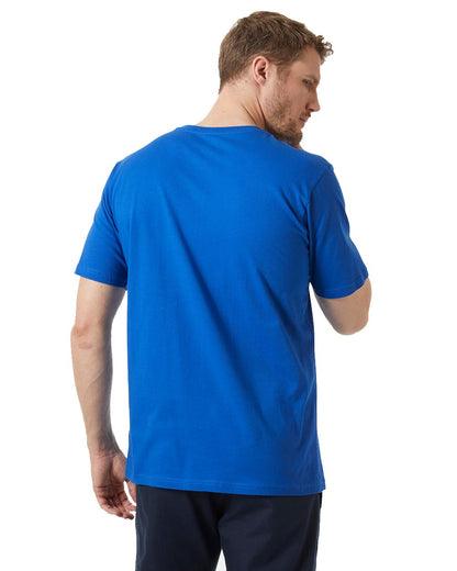 Cobalt 2.0 Coloured Helly Hansen Mens Logo T-Shirt On A White Background 