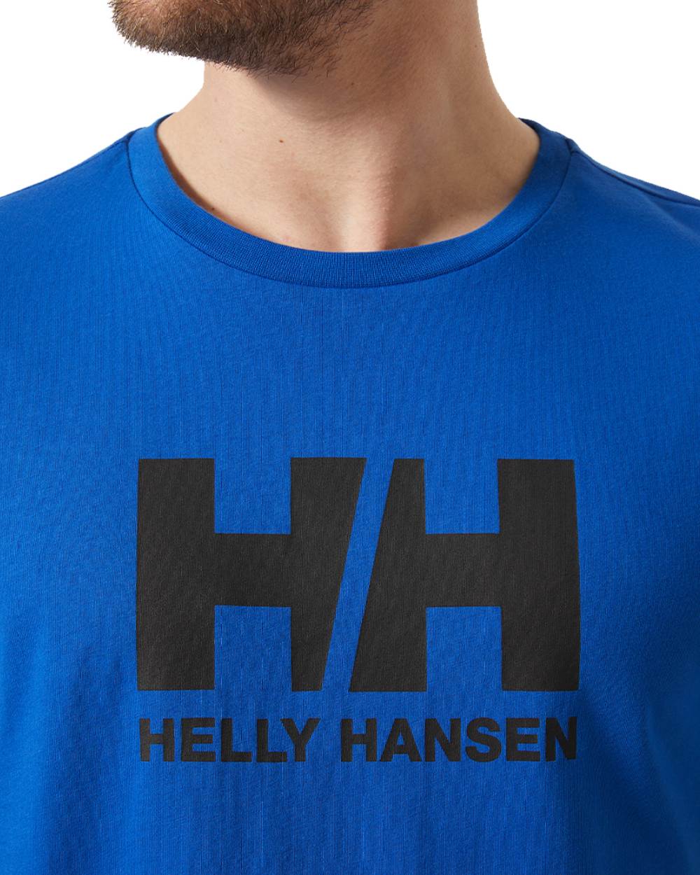 Cobalt 2.0 Coloured Helly Hansen Mens Logo T-Shirt On A White Background 