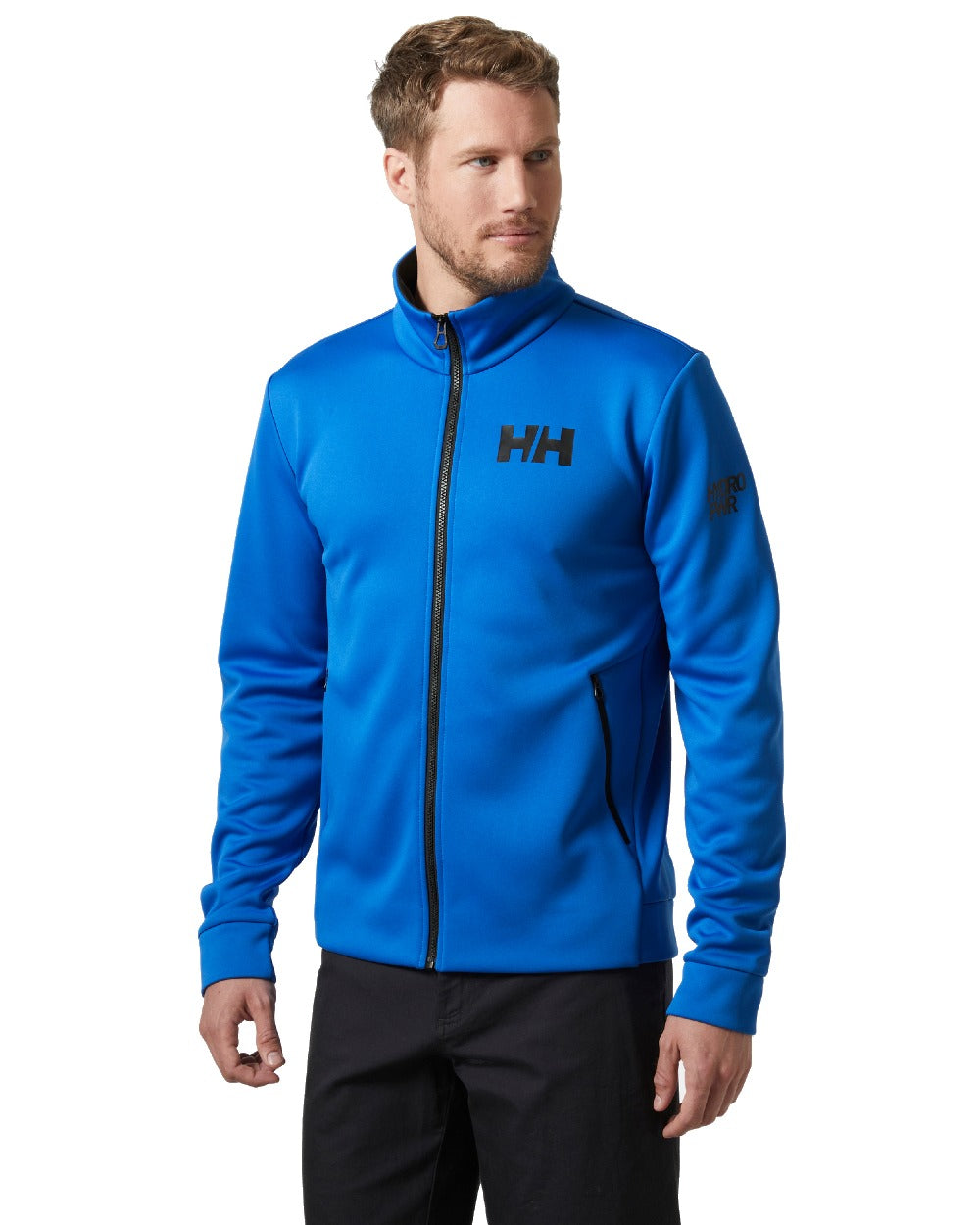 Cobalt coloured Helly Hansen Mens HP Fleece Jacket 2.0 on white background 