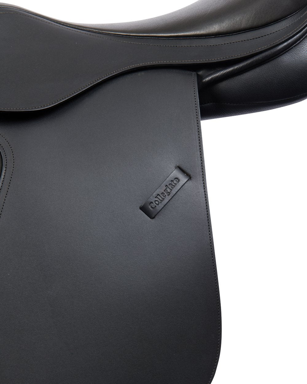 Black coloured Collegiate Scholar All Purpose Saddle With Round Cantle on white background 