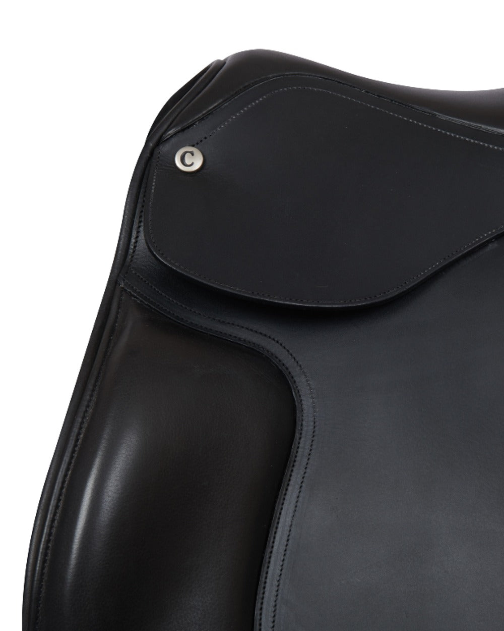 Black coloured Collegiate Scholar All Purpose Saddle With Square Cantle on white background 