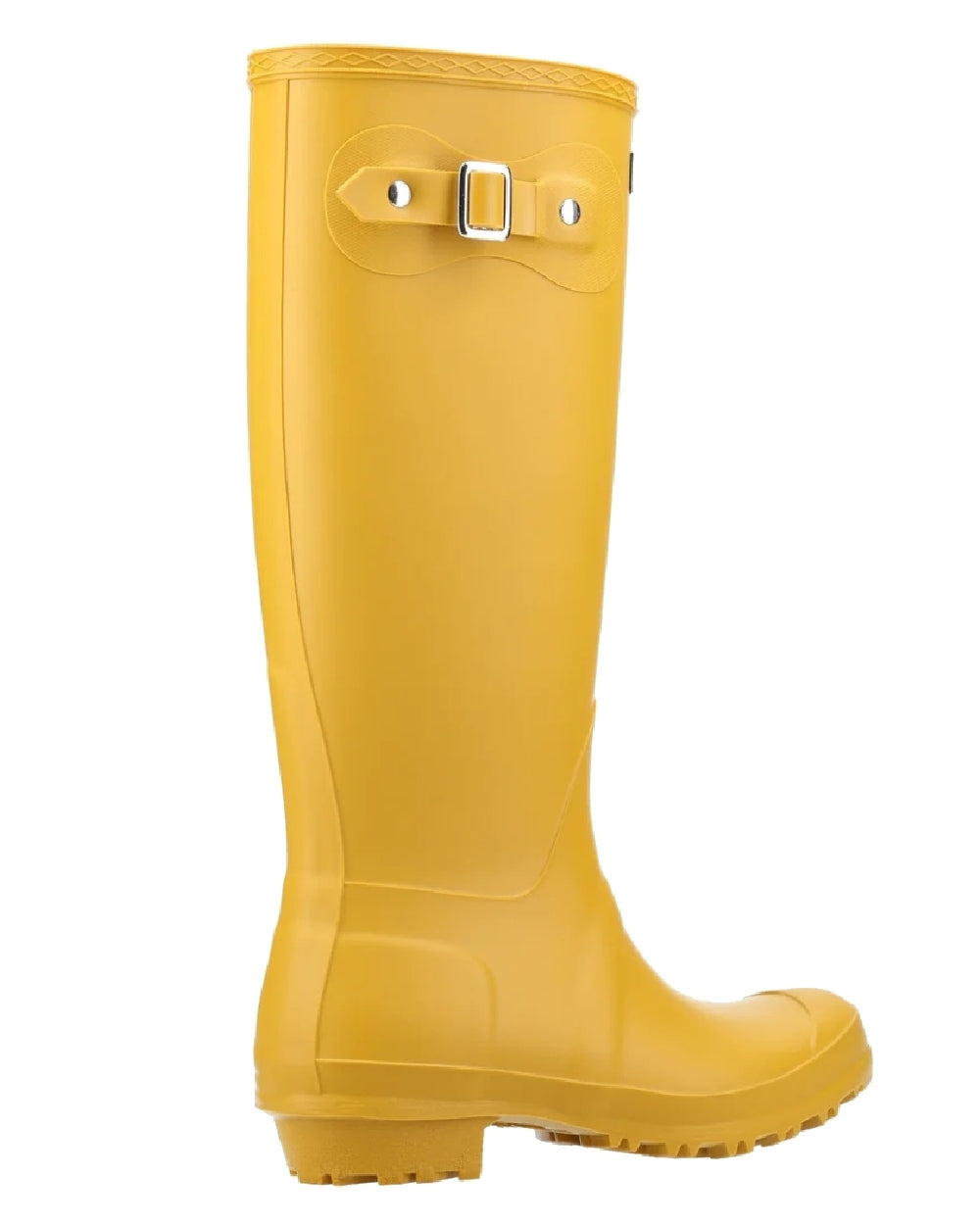 Mustard coloured Cotswold Sandringham Buckle Strap Wellingtons on white background 