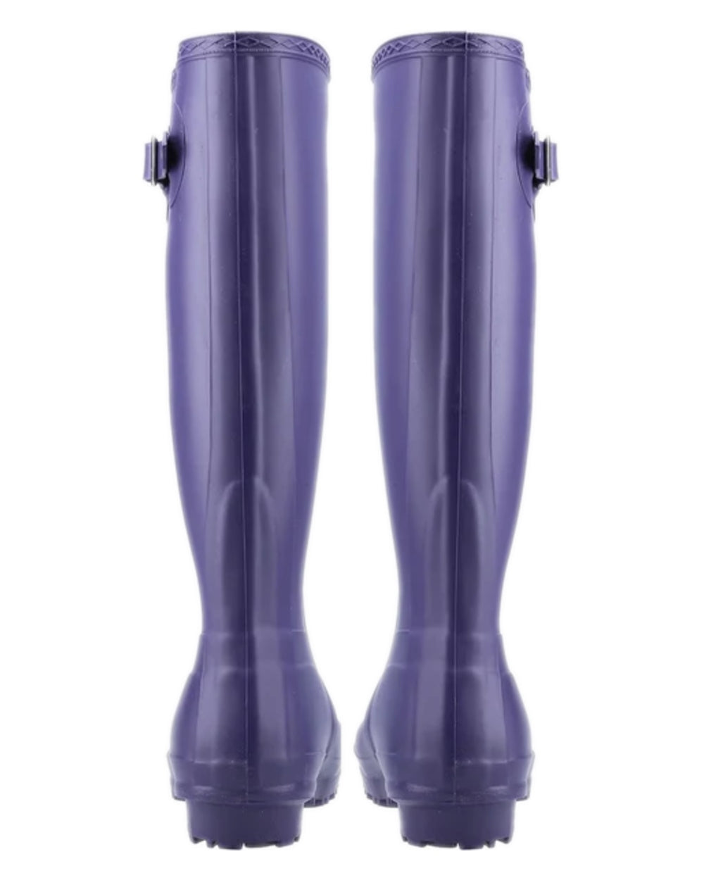 Purple coloured Cotswold Sandringham Buckle Strap Wellingtons on white background 