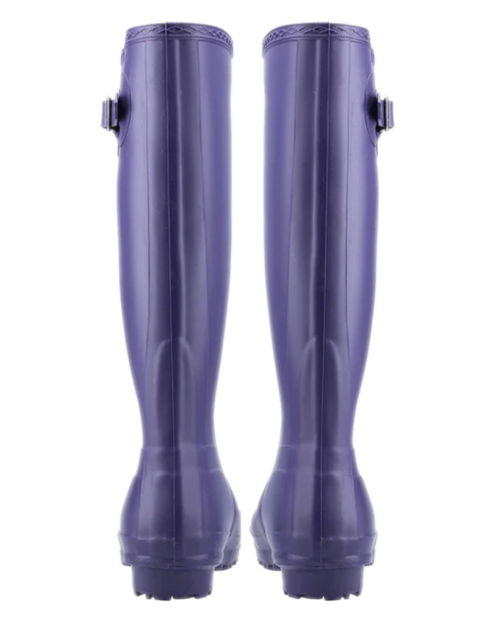 Purple coloured Cotswold Sandringham Buckle Strap Wellingtons on white background 