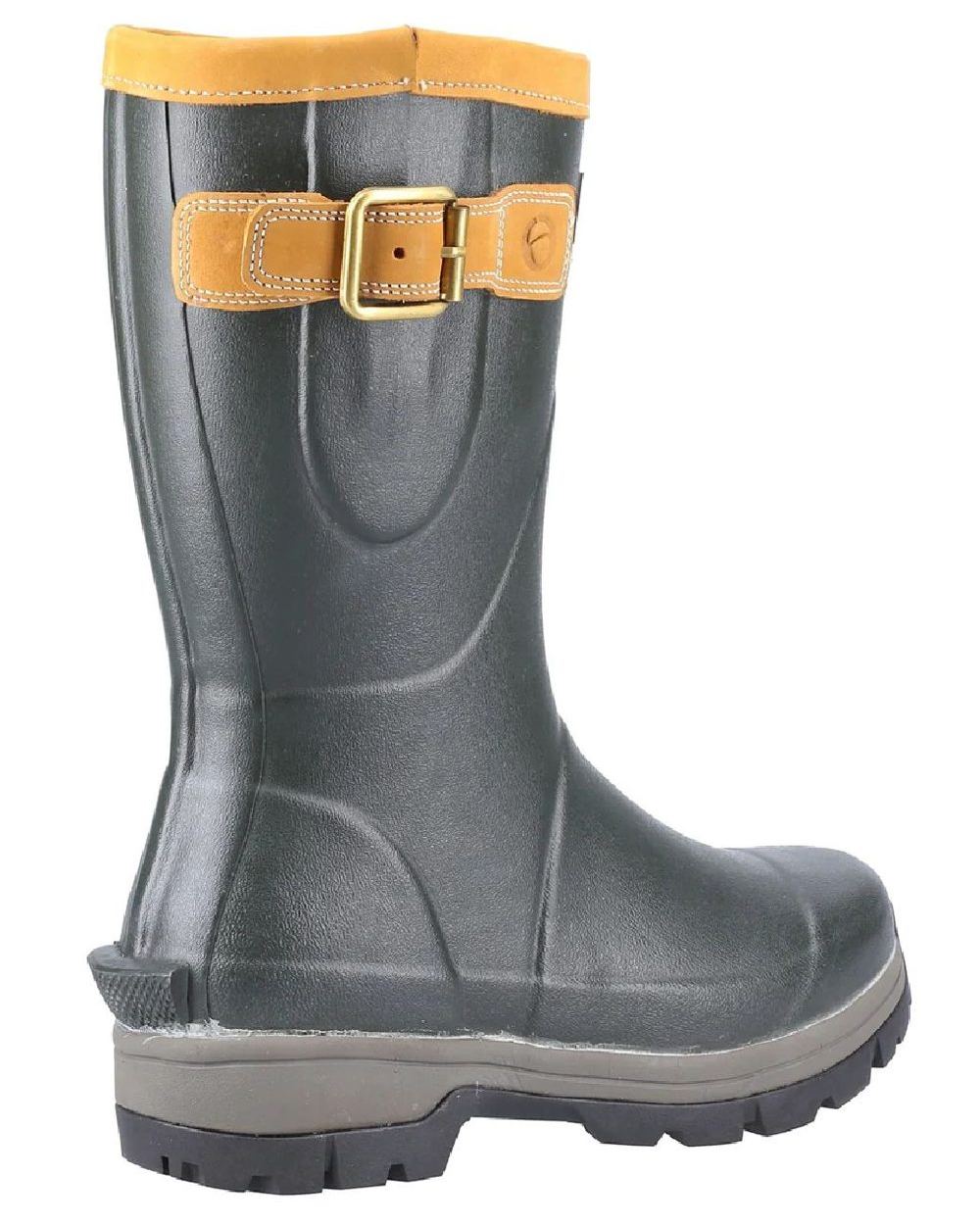 Green Coloured Cotswold Stratus Short Wellingtons on white background 