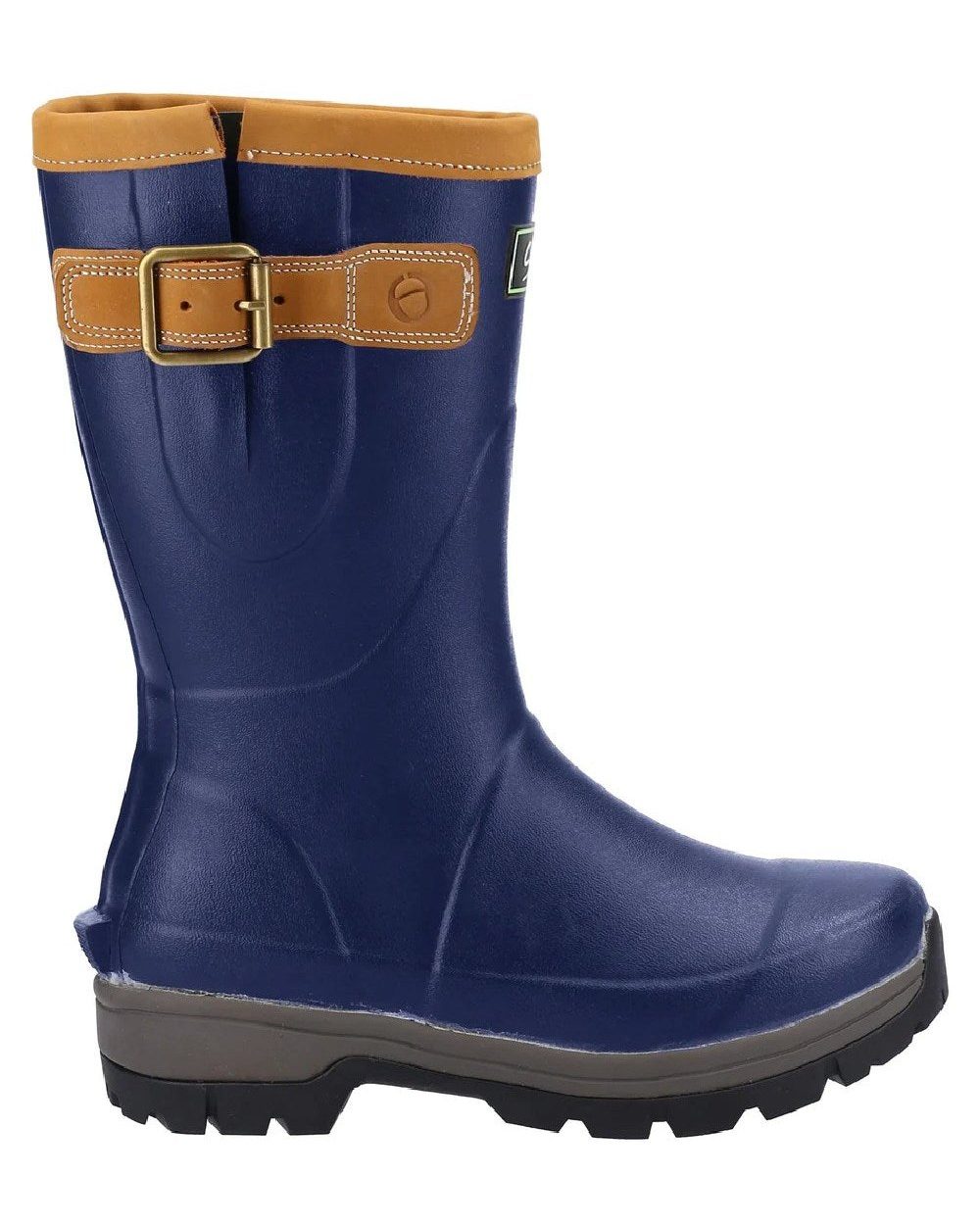 Navy Coloured Cotswold Stratus Short Wellingtons on white background 