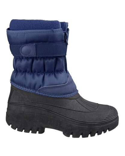 Navy coloured Cotswold Womens Chase Zip Up Winter Boots on white background 