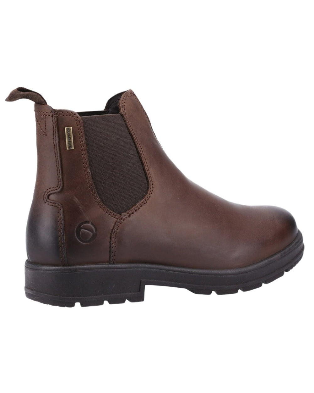Brown coloured Cotswold Farmington Chelsea Boots on white background 