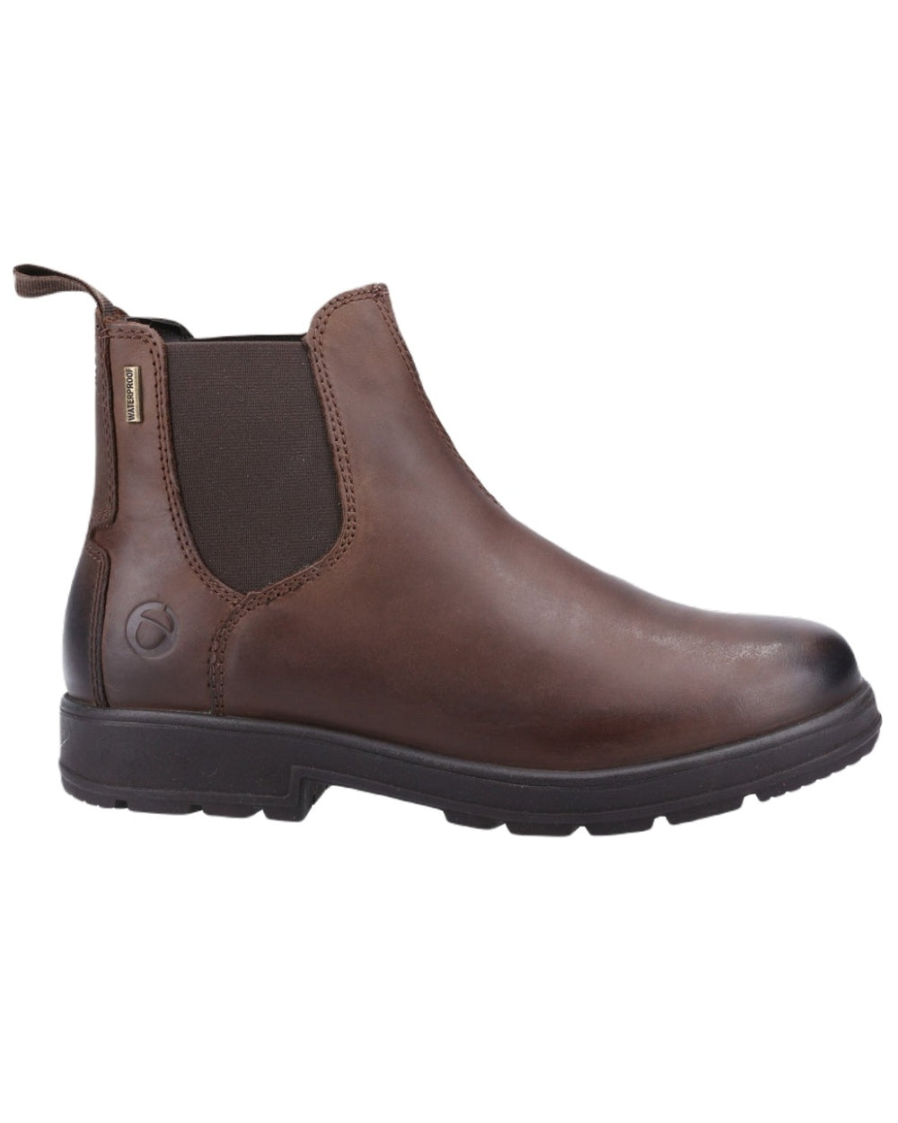 Brown coloured Cotswold Farmington Chelsea Boots on white background 