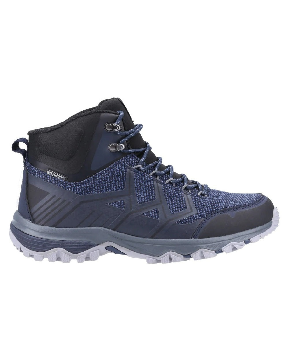 Navy Black coloured Cotswold Mens Wychwood Recycled Hiking Boots on white background 