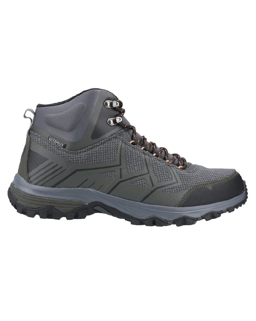 Olive Grey coloured Cotswold Mens Wychwood Recycled Hiking Boots on white background 
