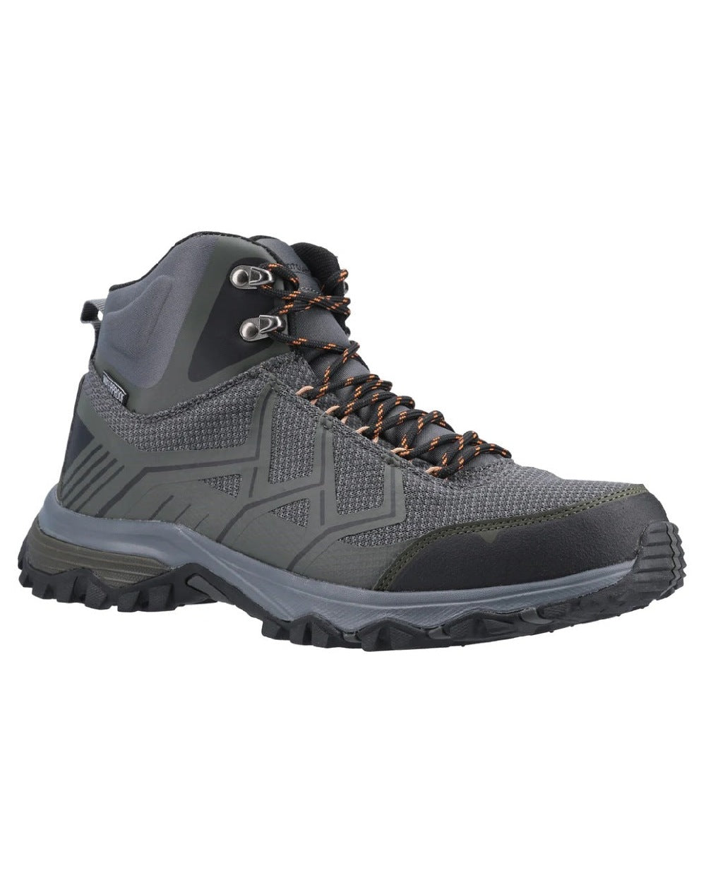 Olive Grey coloured Cotswold Mens Wychwood Recycled Hiking Boots on white background 