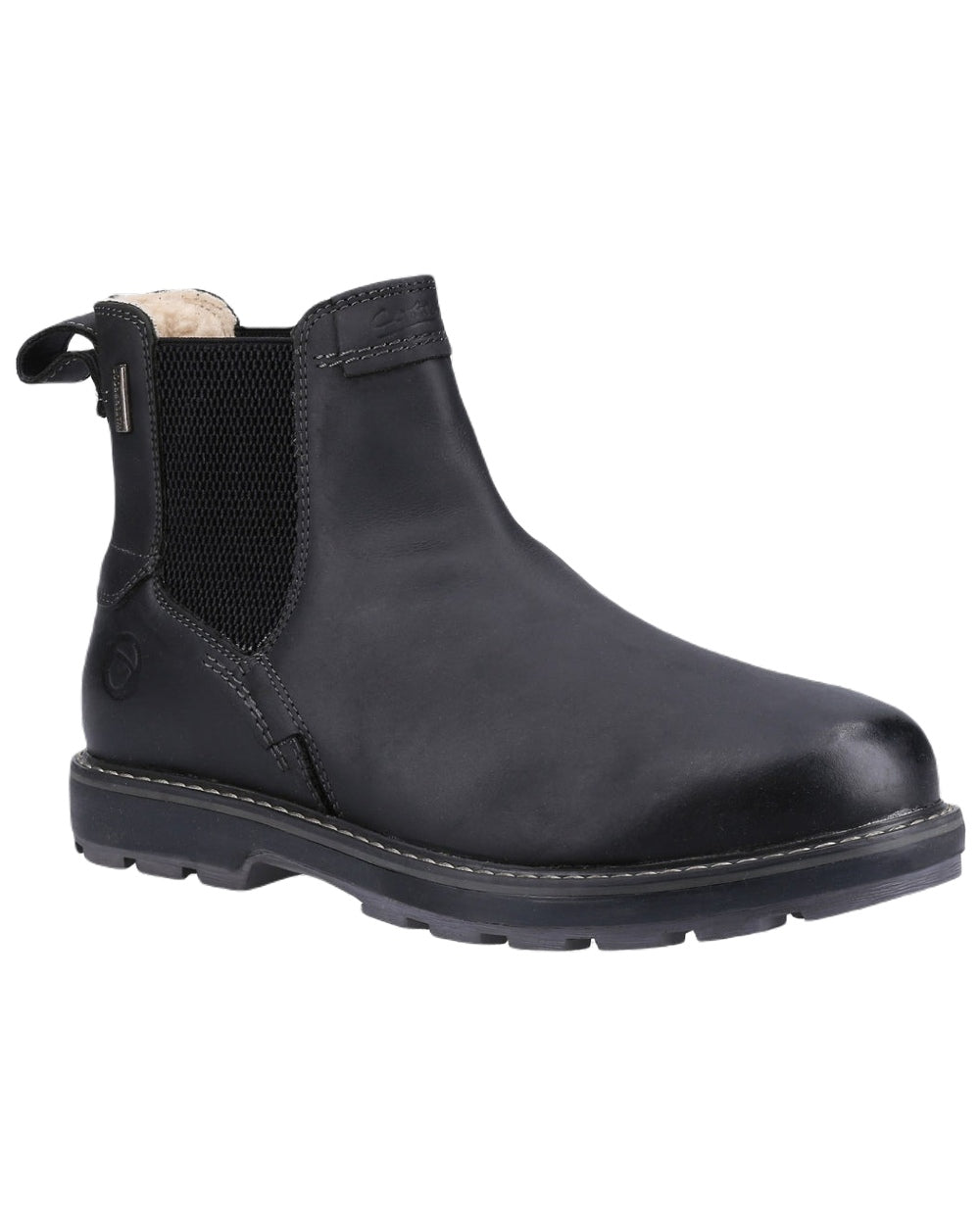 Black coloured Cotswold Snowshill Chelsea Boots on white background 