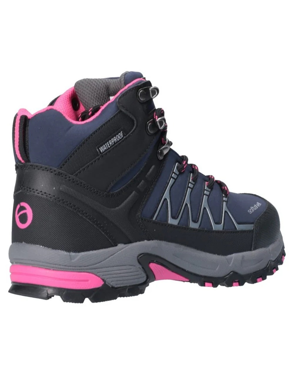 Black/Fuchsia coloured Cotswold Womens Abbeydale Mid Hiking Boots on white background 