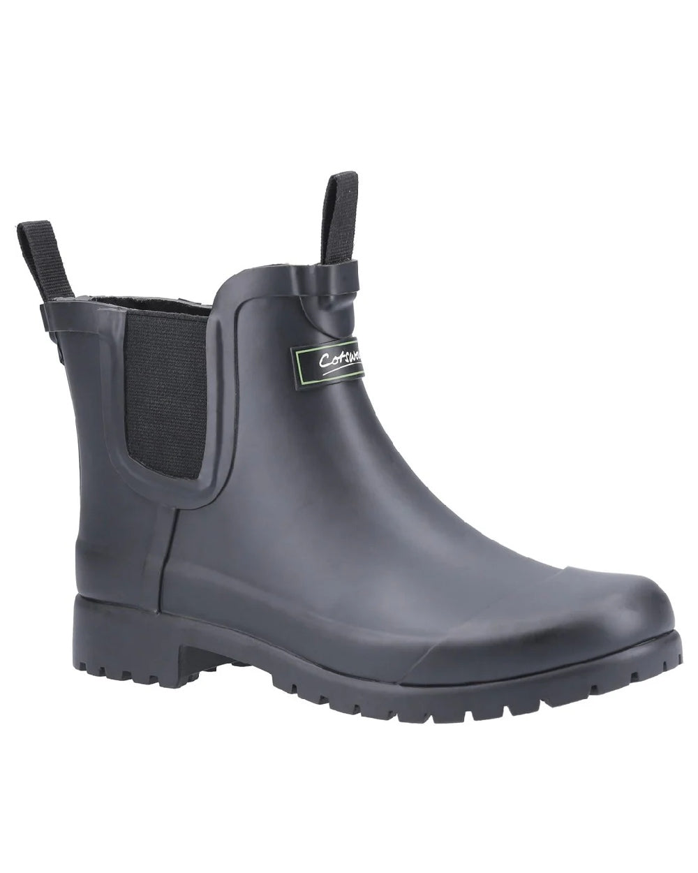 Black coloured Cotswold Womens Blenheim Waterproof Ankle Boots on white background 