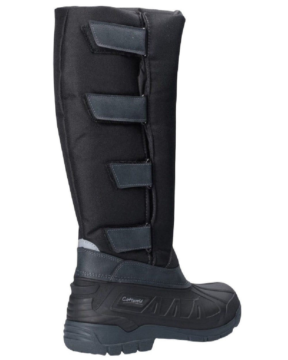 Black coloured Cotswold Womens Kemble Short Wellingtons on white background 