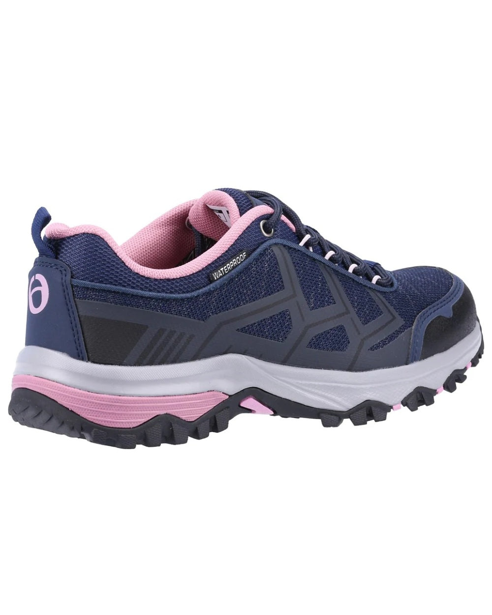 Navy coloured Cotswold Womens Wychwood Recycled Walking Shoes on white background 