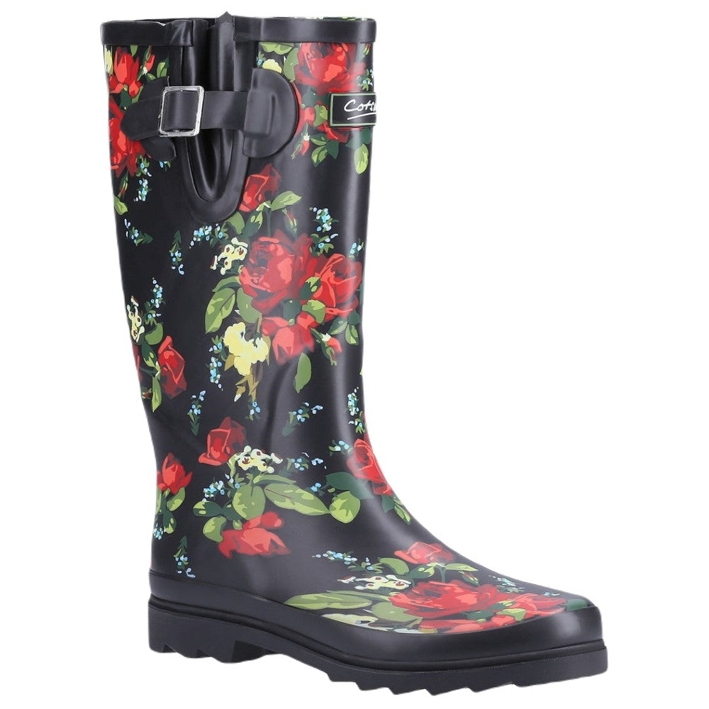 Cotswold Blossom Wellington Boots In Red 