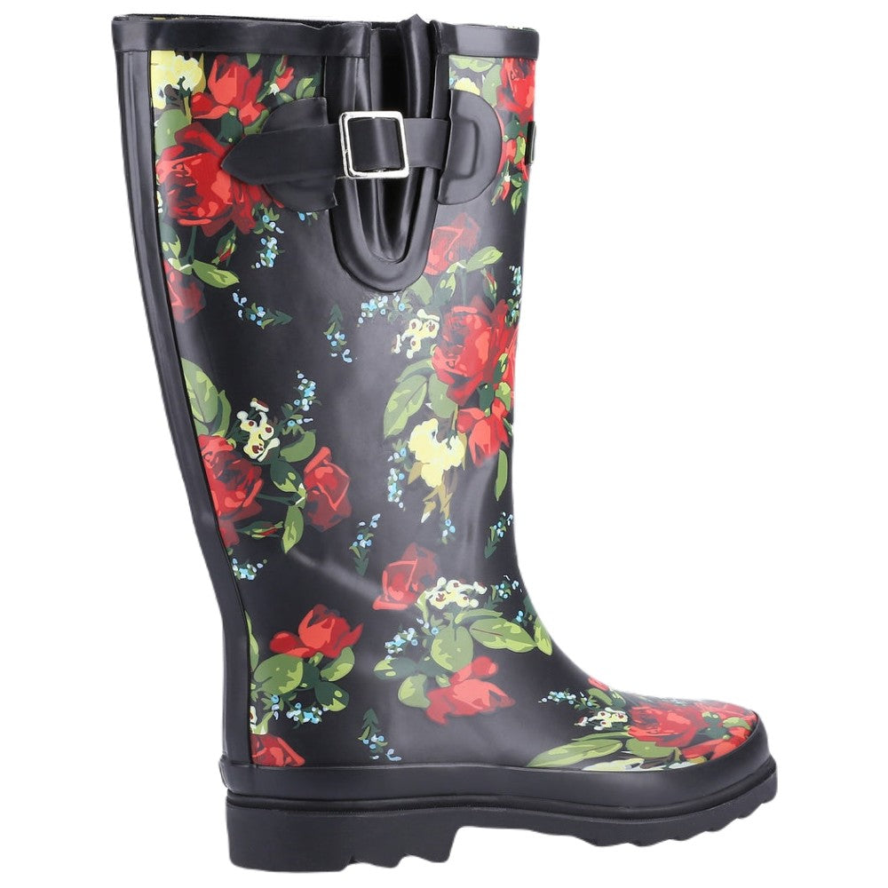Cotswold Blossom Wellington Boots In Red 