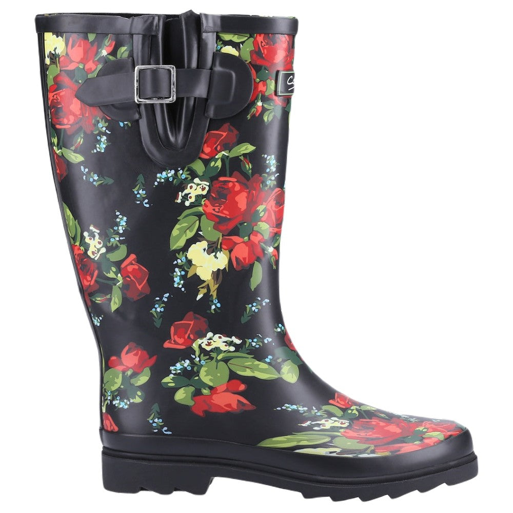Cotswold Blossom Wellington Boots In Red 
