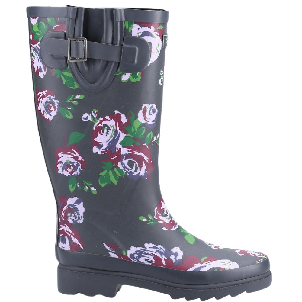 Cotswold Blossom Wellington Boots In Purple 