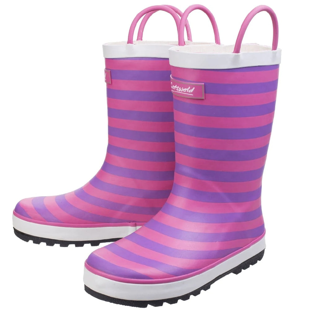 Cotswold Childrens Captain Stripy Wellies in Pink