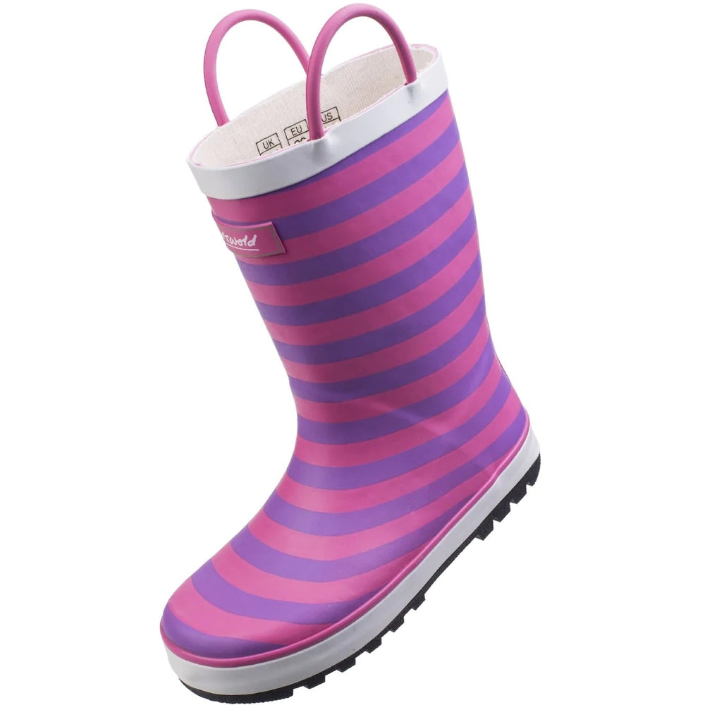 Cotswold Childrens Captain Stripy Wellies in Pink