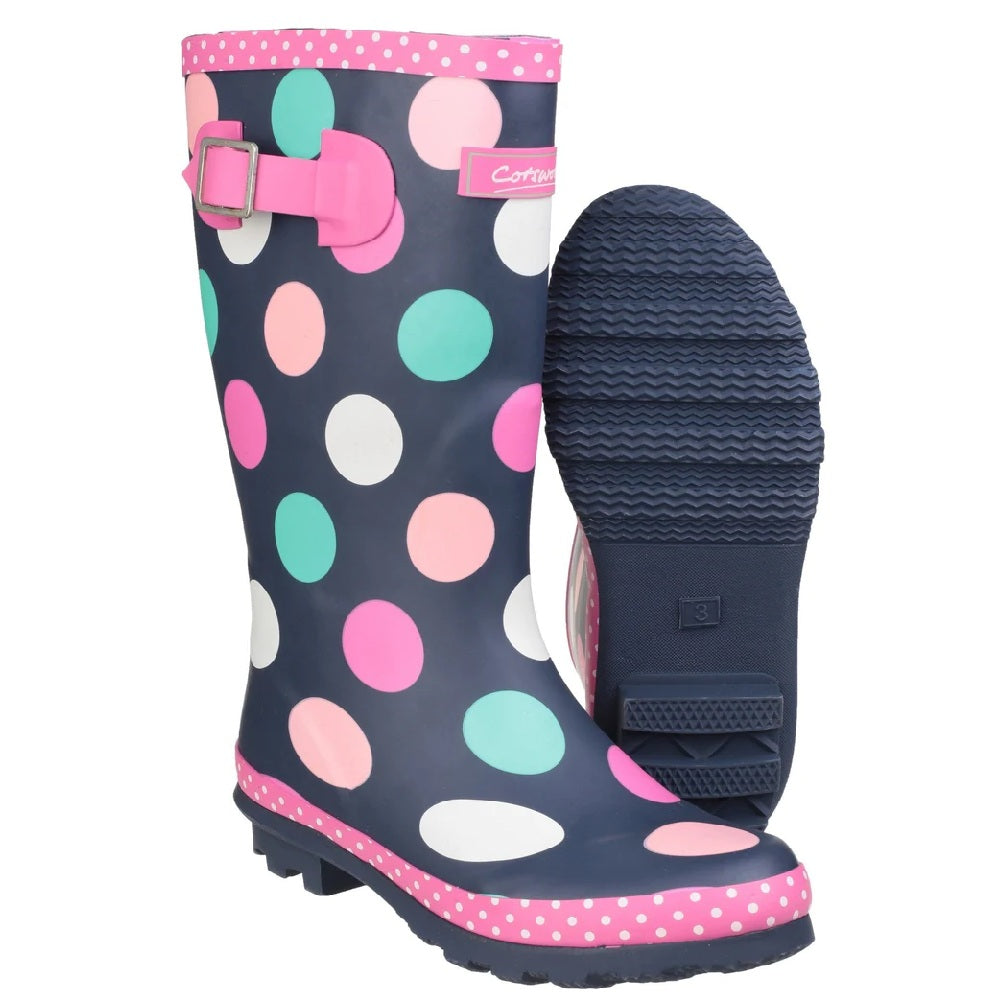 Cotswold Childrens Dotty Jnr Pull On Wellington Boots in Multicoloured