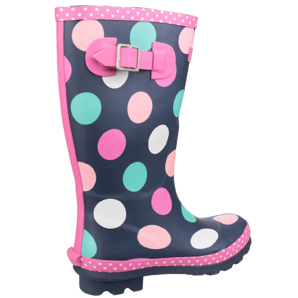 Cotswold Childrens Dotty Jnr Pull On Wellington Boots in Multicoloured