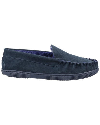 Cotswold Mens Sodbury Moccasin Slippers in Navy 